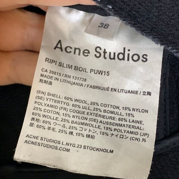 Acne Studios Black Boiled wool Ripi slim jacket‎ blazer Size FR 38 US 8 READ - Picture 7 of 11